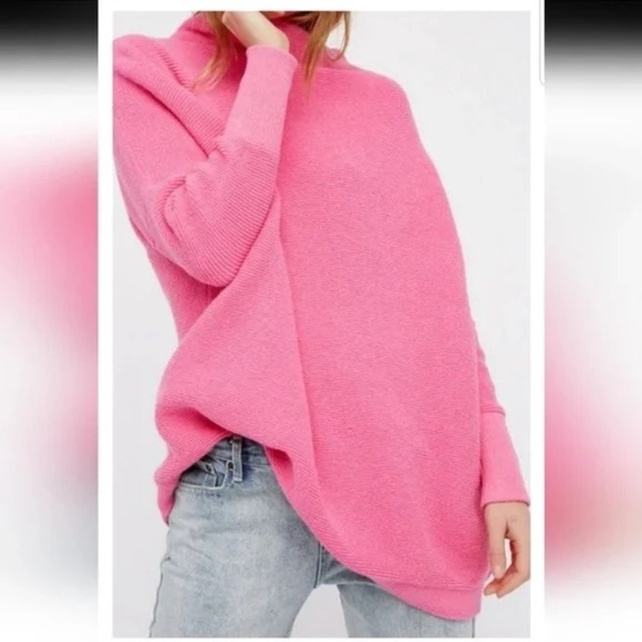 Free People Ottoman Slouchy Tunic Sweater Pink XS - Picture 6 of 6